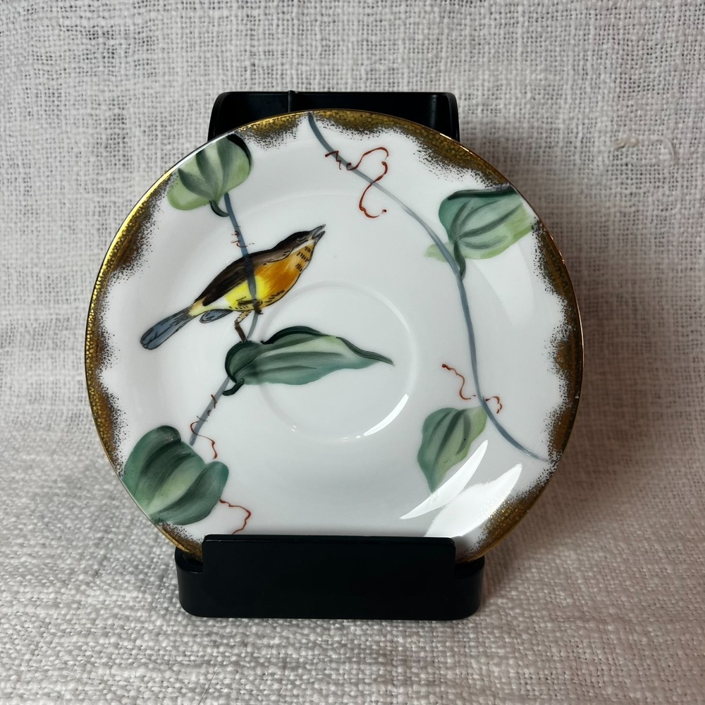 Vintage Lefton China Hand‎ Painted Ceramic Yellow-Breasted Chat Bird Plate E2167